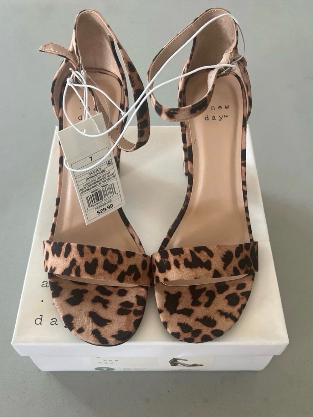 Leopard Print Ankle Strap Heels - Brown Size 7